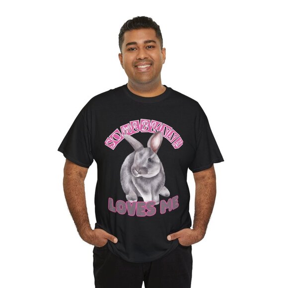 Somebunny Loves Me T-shirt Rabbit Lovers Tee Adult Easter bunny gift - Picture 2 of 8